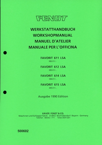 Werkstatthandbuch für Fendt Typ Favorit 600er LSA Serie